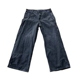 Old Navy Black acid washed baggy wide leg patch pocket denim jeans plus sz 14